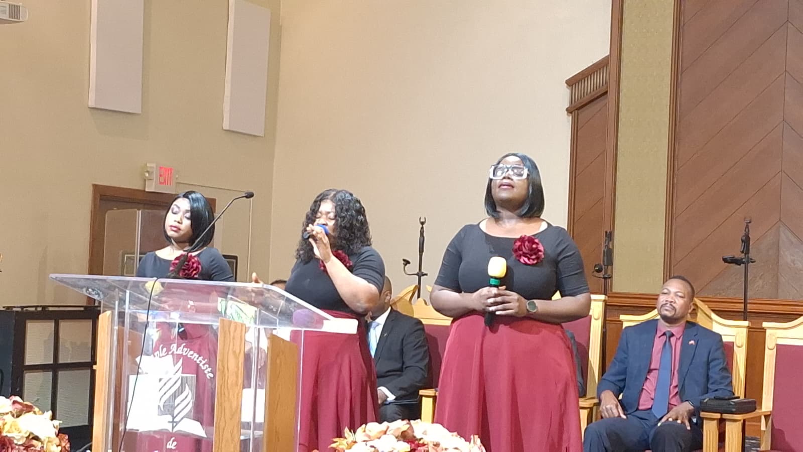 MAS-B Vocal Ministry leading worship with microphones during a church service