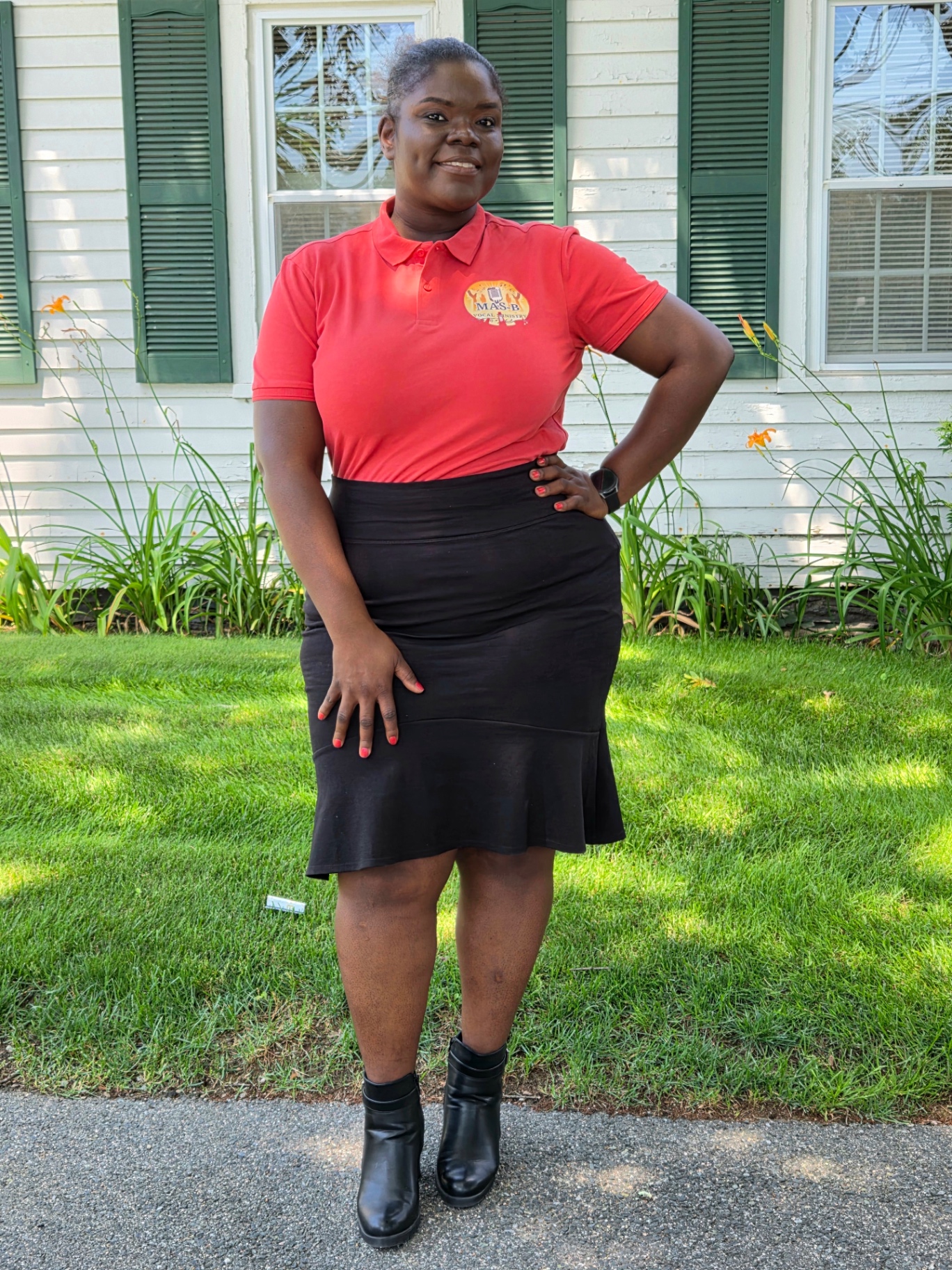 MAS-B Vocal Ministry member standing outside before a worship service